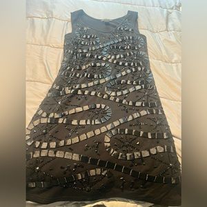 Lauren Michelle dress ribbon beaded detail size large black